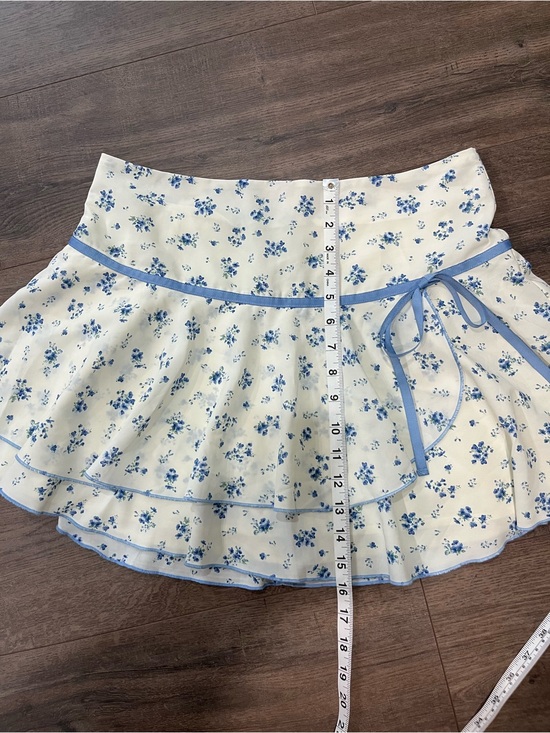 Papermoon Dresses & Skirts - Papermoon Cream and Blue Floral Ruffle Mini Skirt